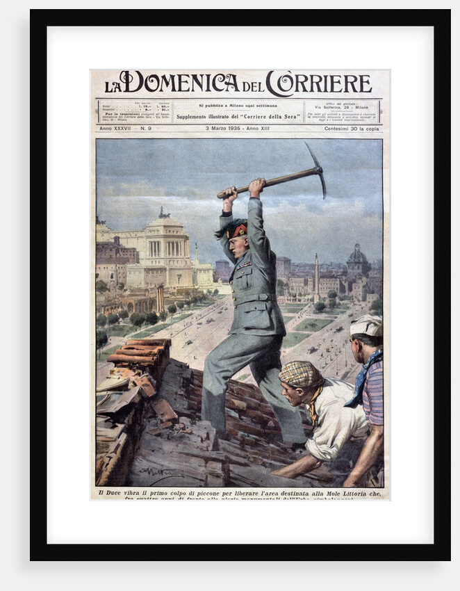 Mussolini with a Pickaxe on the Cover of La Domenica del Corriere by Anonymous