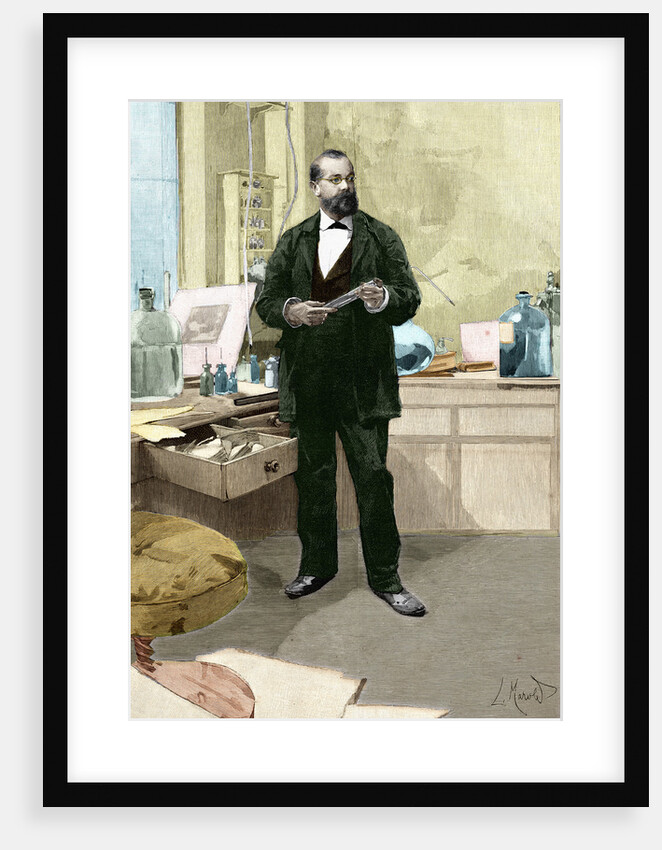 Engraving of Robert Koch in his Laboratory by Anonymous