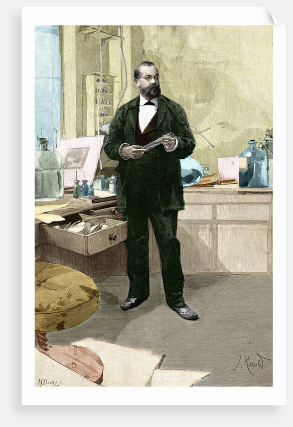 Engraving of Robert Koch in his Laboratory by Anonymous