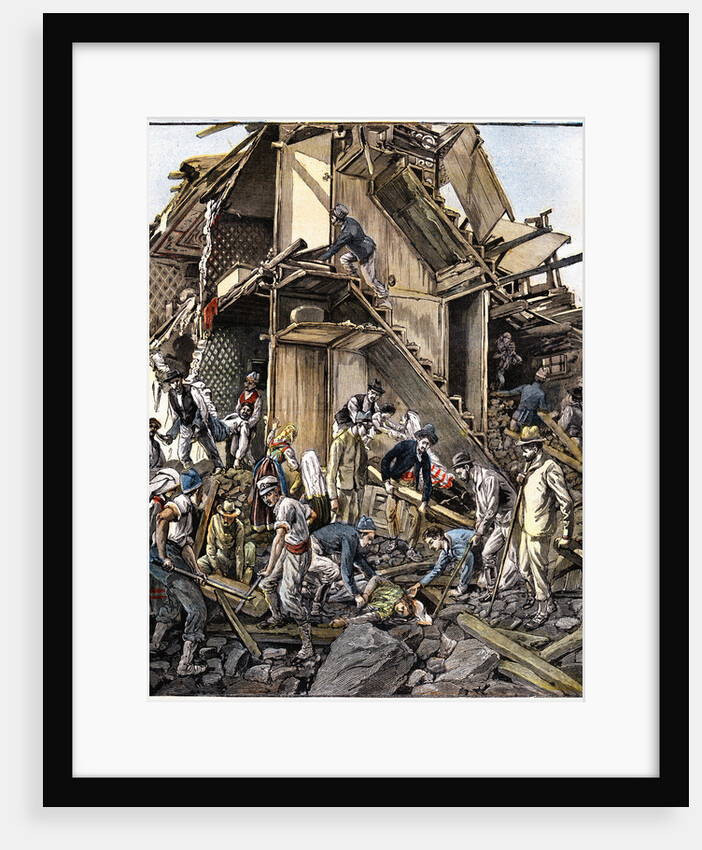 Color Engraving of 1905 Earthquake in Calabria, Italy by Anonymous