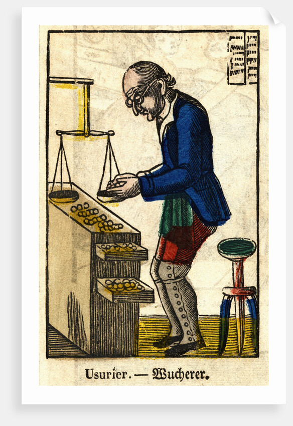 Usurier - Wucherer Woodblock Print by Anonymous