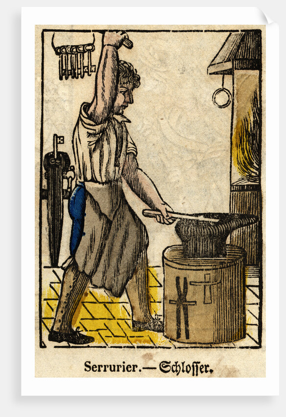Serrurier - Schlosser Woodblock Print by Anonymous