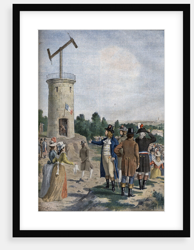 Illustration of the Experiment of the Telegraph of Cap in the Park of Saint-Fargeau in Menilmontant in July of 1763 by Anonymous