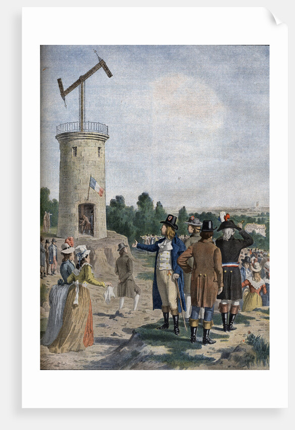 Illustration of the Experiment of the Telegraph of Cap in the Park of Saint-Fargeau in Menilmontant in July of 1763 by Anonymous