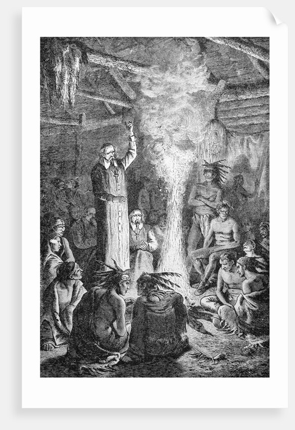 Illustration of Saint Jean de Brebeuf Speaking to Indian Council by Anonymous