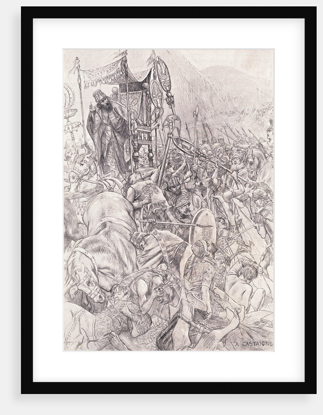 Illustration of Battle Surrounding the Chariot of Darius by Anonymous