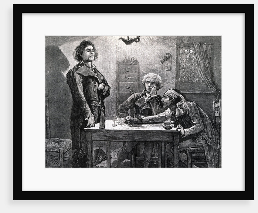 DANTON, ROBESPIERRE, AND MARAT IN THE WINE SHOP. by Anonymous