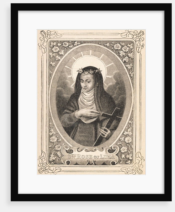 Portrait of Saint Rose of Lima Holding a Cross by Anonymous