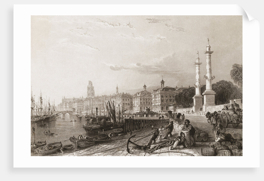 Dock Workers and Citizens Along the Port at Bordeaux by Anonymous