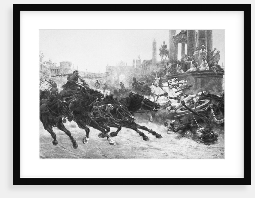 Illustration of a Roman Chariot Race by Anonymous