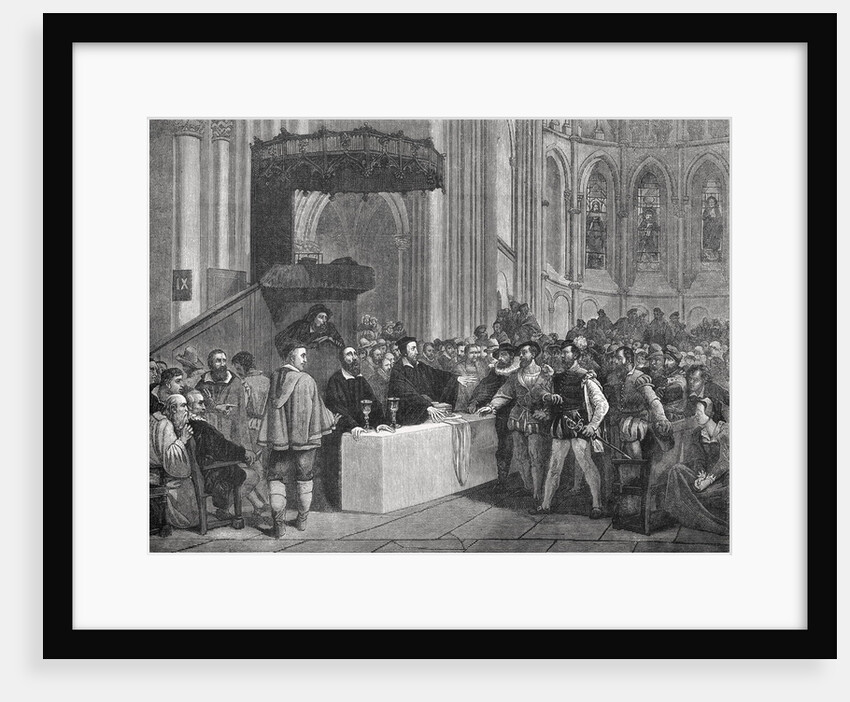 Congregation Inside Cathedral with John Calvin by Anonymous