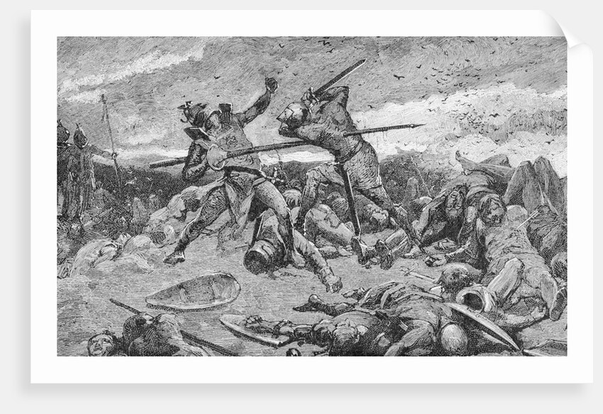 King Arthur and Saxons in Battle by Anonymous