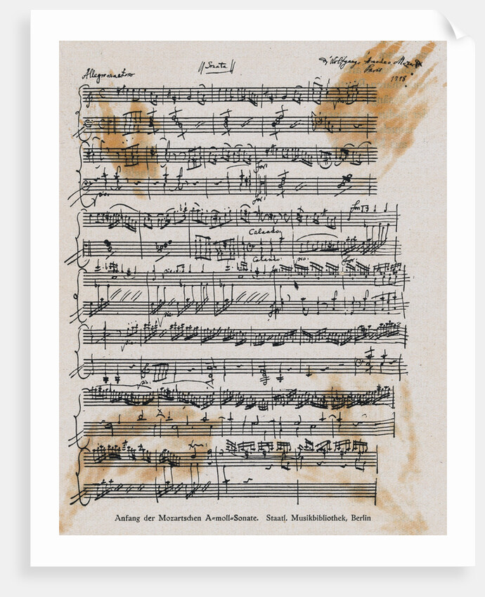 Sheet Music with Mozart's Signature by Anonymous
