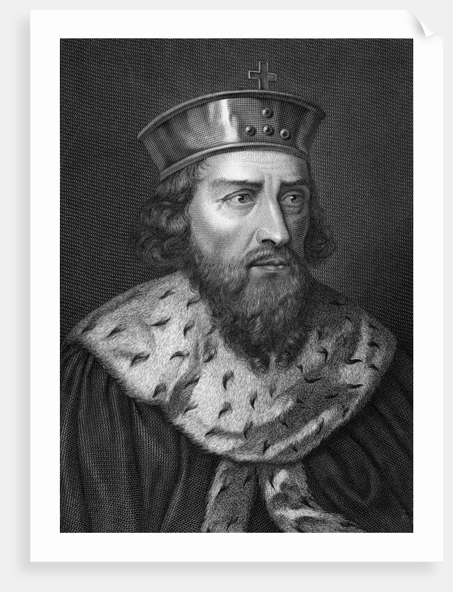 Engraving of Alfredus Magnus, King of Wessex by Caronni Longhi