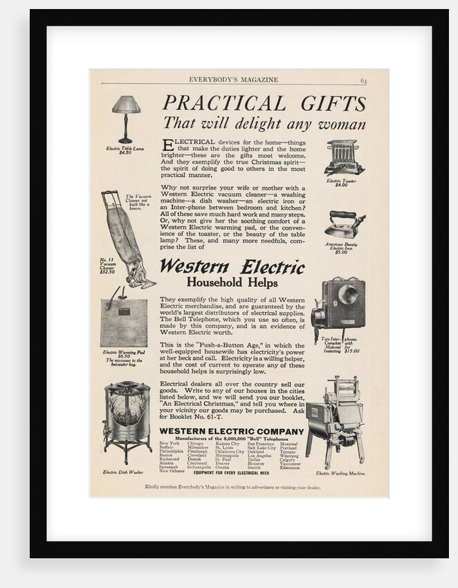 Advertisement for Western Electric Appliances by Anonymous