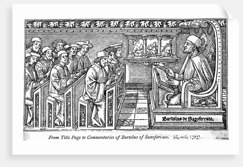 Teacher Instructing Students in Medieval Classrom by Anonymous