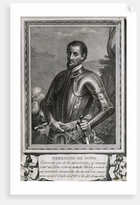 Illustrated Portrait of Spanish Explorer Hernando De Soto by Anonymous