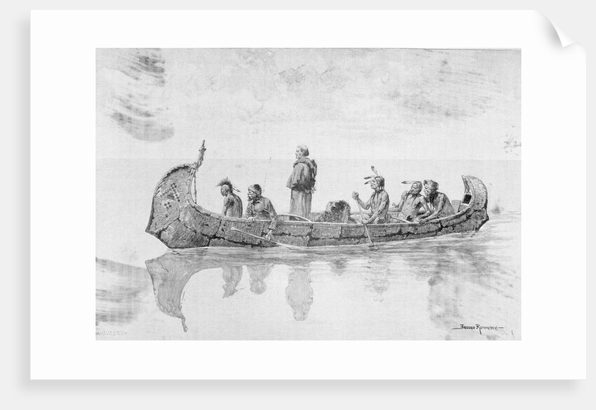Missonary Man and Natives Traveling in Boat by Anonymous