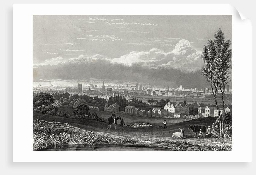 Hillside and Distant View of Birmingham, England by Anonymous