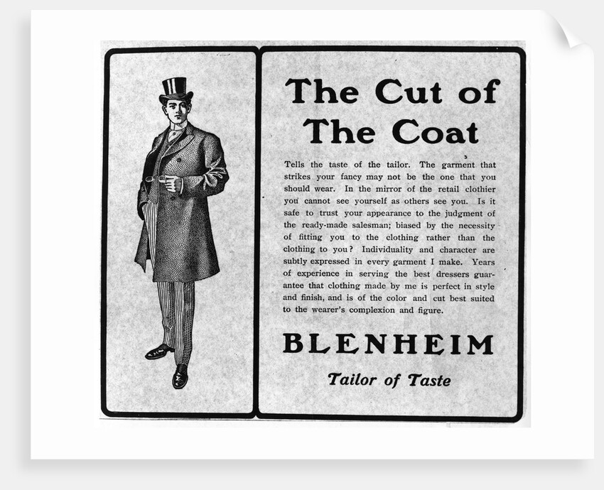 Ad For Blenheim Overcoats For Men/1905 by Anonymous