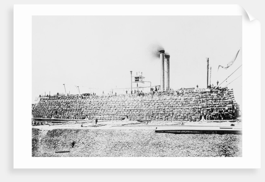 Cotton Bales Loaded on Mississippi Steamboat by Anonymous