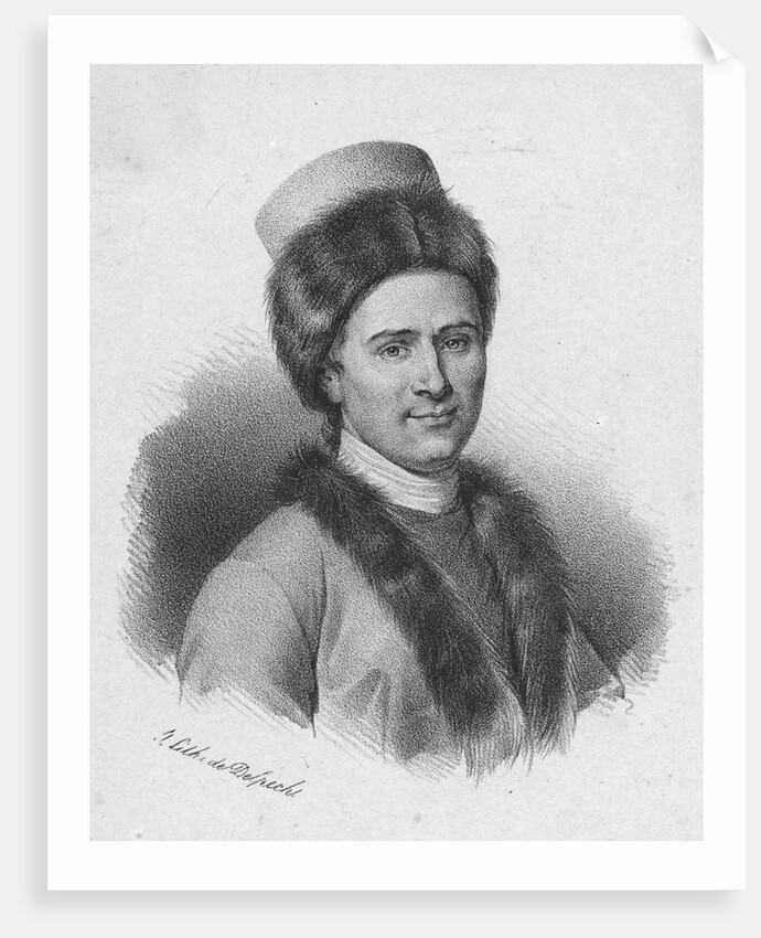 Lithograph Portrait of Jean-Jacques Rousseau in Armenian Costume by Anonymous
