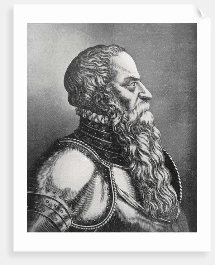 Profile Portrait of Bearded Man in Suit of Armor by Anonymous