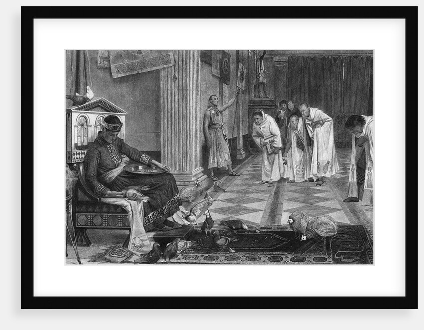 Emperor Honorius in His Court Feeding Birds by Anonymous
