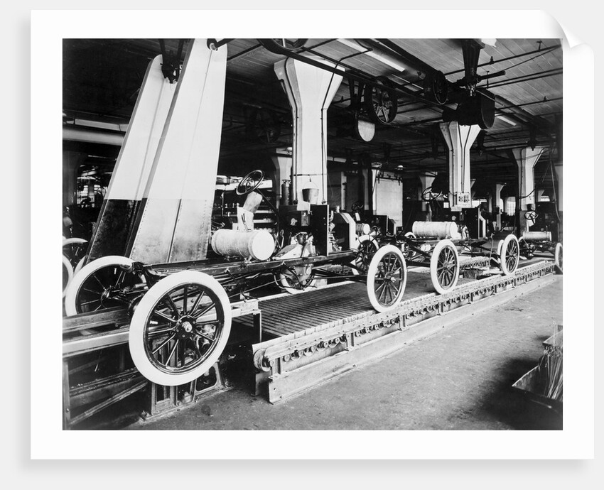View of Assembly Line in Early Automobile Factory by Anonymous
