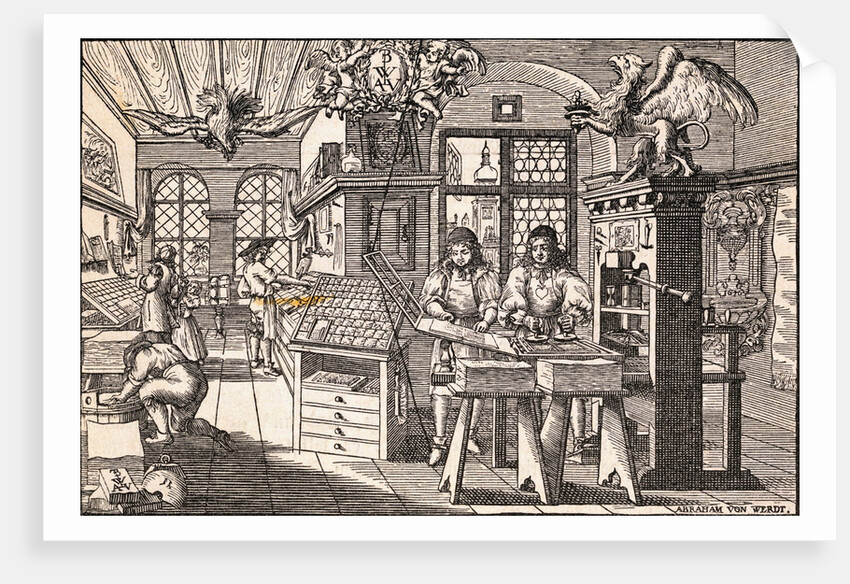 Men Working in Printing Press Production by Anonymous