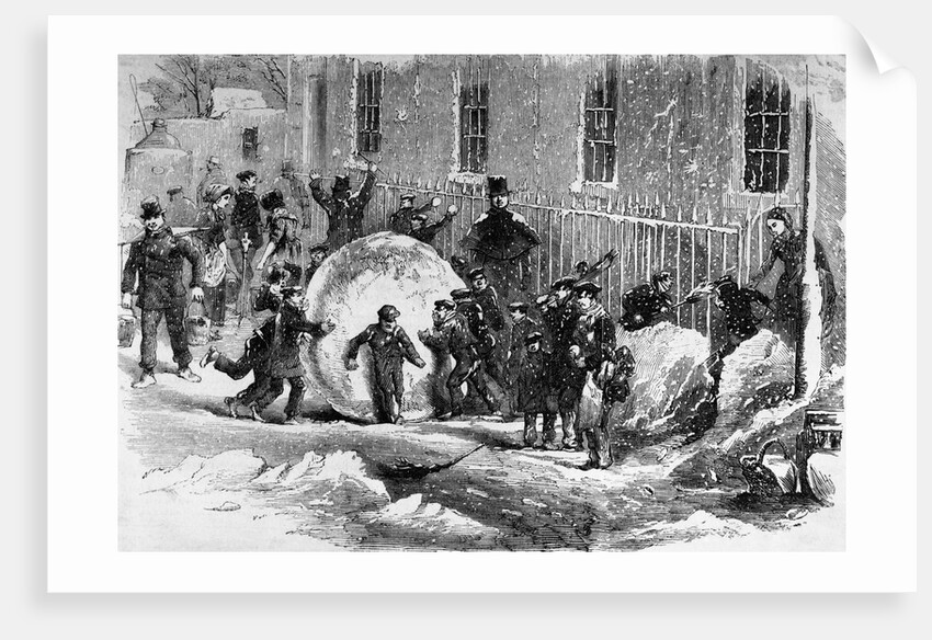 Children Making a Giant Snowball by Anonymous