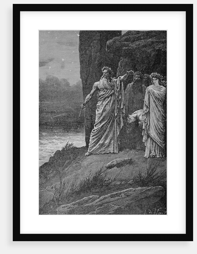 Engraving of Druids Offering Human Sacrifice by A. de Neuville