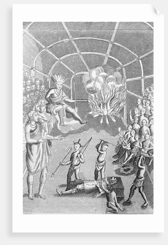 Engraving of Pochontas begging for life of Captain John Smith by Anonymous