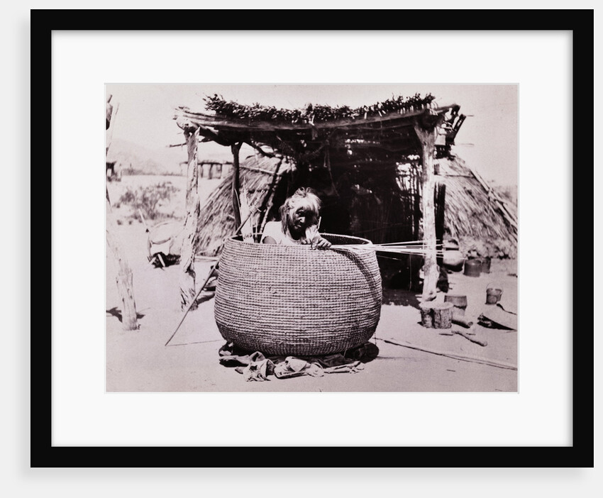 Woman Weaving Basket by Anonymous