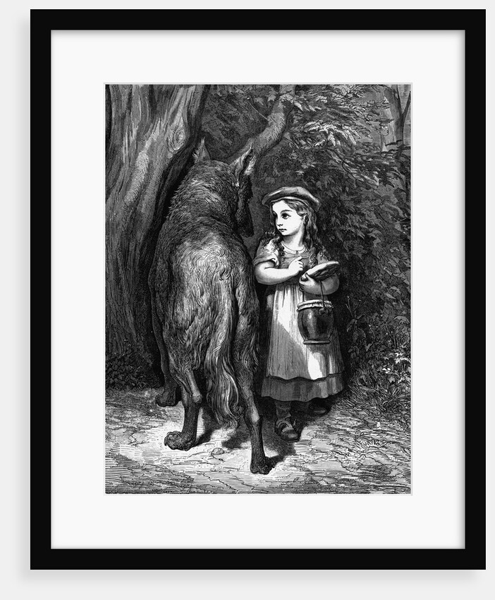 Engraving of Little Red Riding Hood with the Wolf by Anonymous