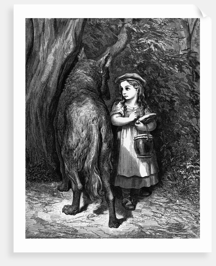 Engraving of Little Red Riding Hood with the Wolf by Anonymous