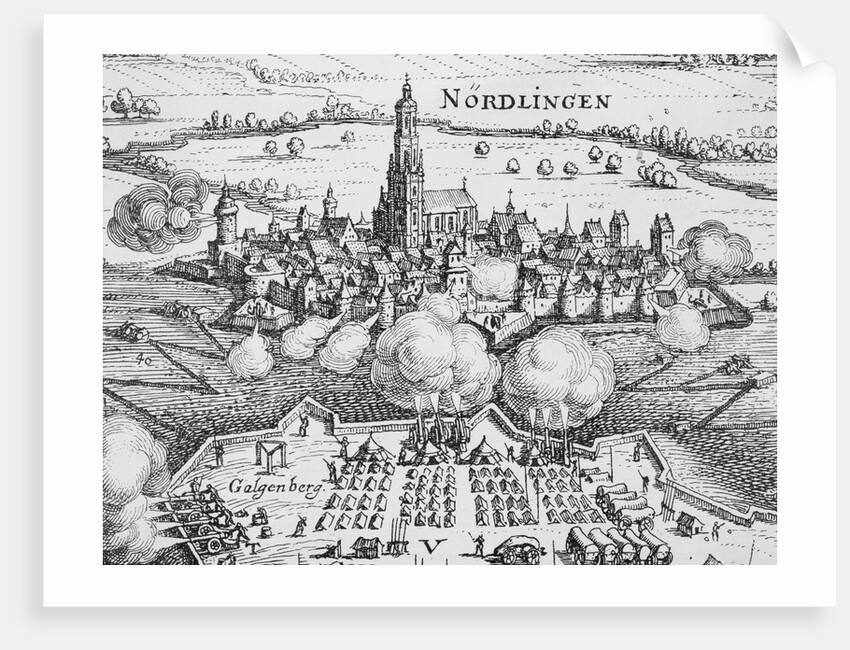 Woodcut Illustration of the Battle of Nordlingen in Bavaria by Anonymous