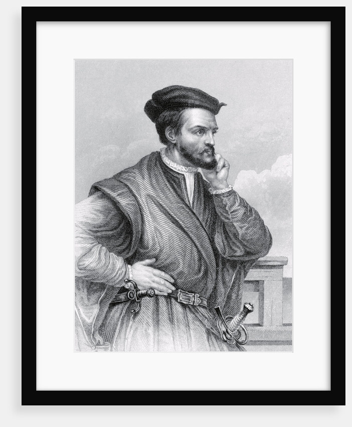 Drawing of Explorer Jacques Cartier in Pensive Position by Anonymous