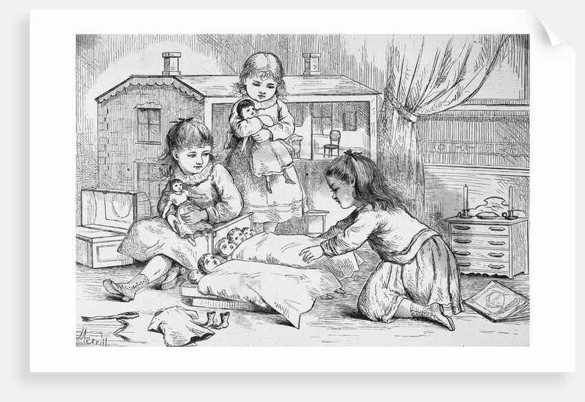 Girls Playing with Dolls by Anonymous