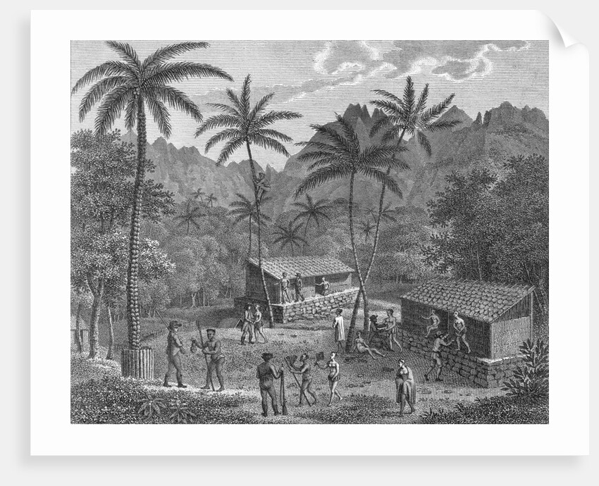 Drawing Depicting Dwellers on a Marquesas Island by Anonymous