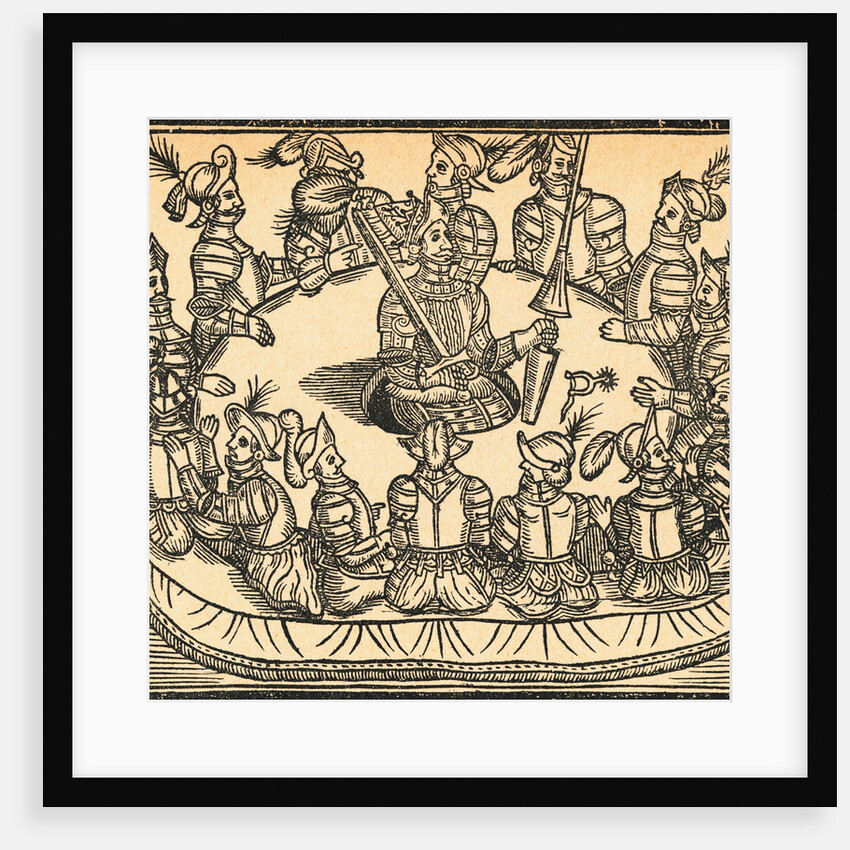 Woodcut of King Arthur and the Knights of the Round Table by Anonymous