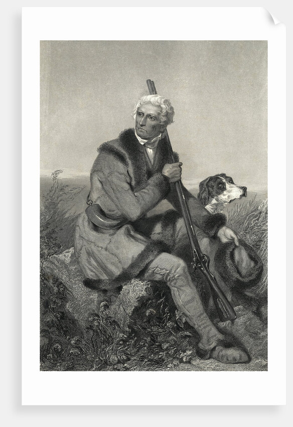 Portrait Of Daniel Boone W/Rifle & Dog by Anonymous
