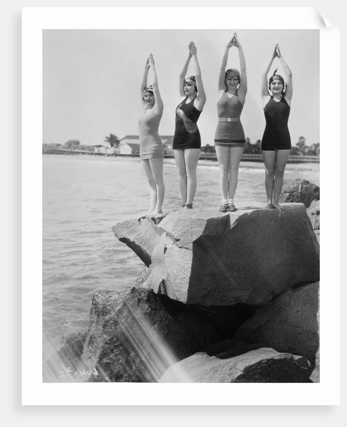 Women Holding up Their Arms in Diving Form by Anonymous