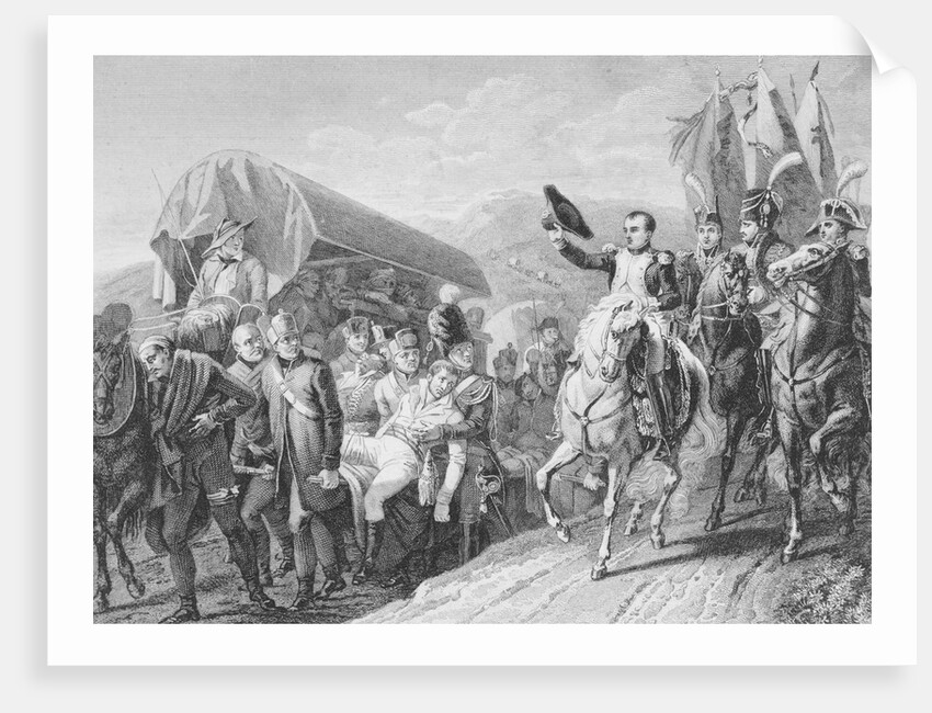 Illustration of Napoleon on Horse Acknowledging His Troops by Anonymous