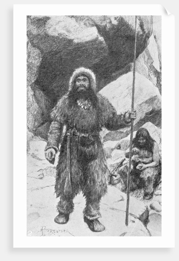 Cave Man Holding Staff by Anonymous
