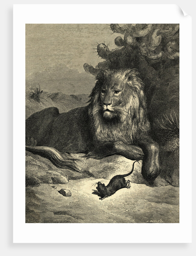Illustration from Fontaine's The Lion and the Rat by Anonymous