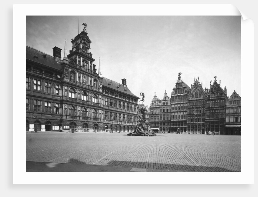 Town Center with Exquisite Buildings and Center Sculpture by Anonymous
