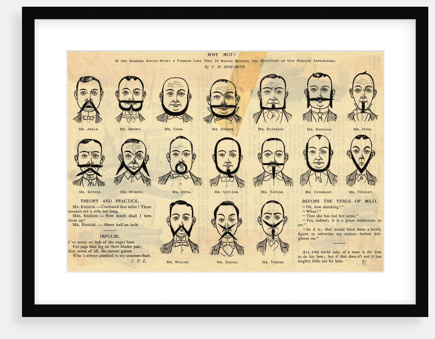 Illustration Depicting Facial Hair Shaped Like Alphabet by Anonymous