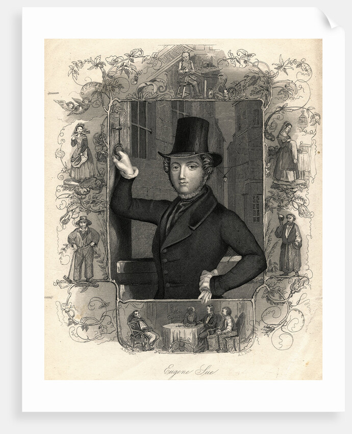 Portrait of Eugene Sue with Elaborate Border by Anonymous