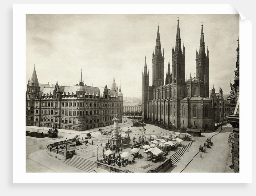 Marketplace in Wiesbaden in Germany by Anonymous